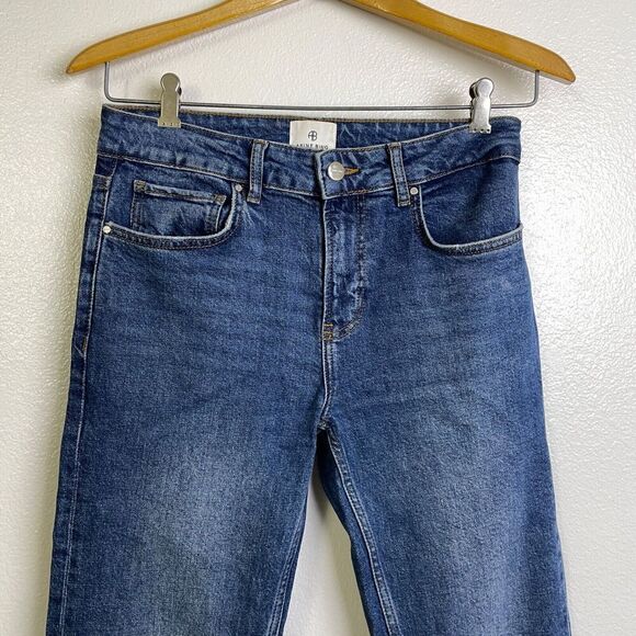 Anine Bing Enzo Jeans 27 Womens Slim Straight Distressed Raw Hem Split Cotton - Picture 3 of 14